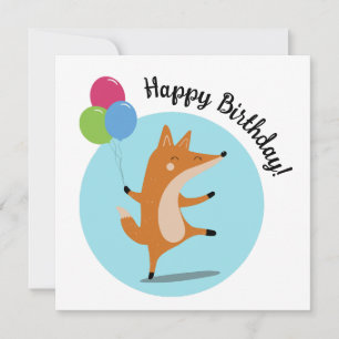 Party Fox mit Balloons mit benutzerdefiniertem Tex Karte