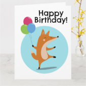 Party Fox mit Balloons mit benutzerdefiniertem Tex Karte (Gelbe Blume)
