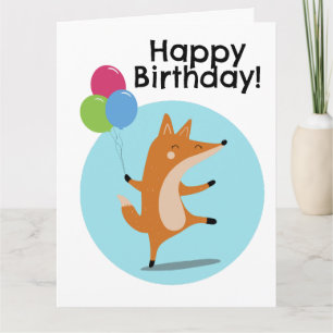 Party Fox mit Balloons mit benutzerdefiniertem Tex Karte