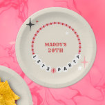 Party Freundschaft Bracelet Red Pink Geburtstag Pappteller<br><div class="desc">Illustration eines rot-rosa beatenen Freundschaftsbracelets mit "Let's Party" über weißem Hintergrund. Personalisieren Sie den Text in der Mitte.</div>