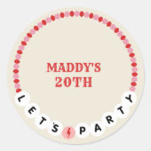 Party Freundschaft Bracelet Red Pink Geburtstag Runder Aufkleber (Vorderseite)