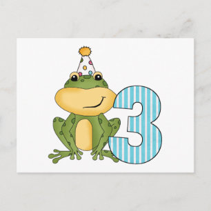 Party Frog 3. Geburtstag T - Shirt und Geschenke Einladungspostkarte