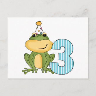 Party Frog 3. Geburtstag T - Shirt und Geschenke Einladungspostkarte