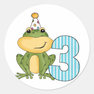 Party Frog 3. Geburtstag T - Shirt und Geschenke Runder Aufkleber