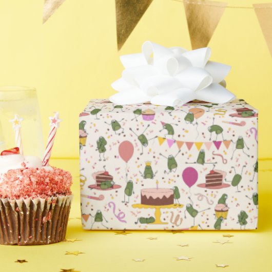 Party Frogs Geschenkpapier (Geburtstagsparty)