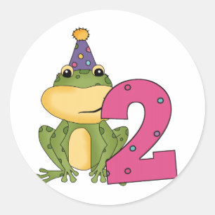 Party Frosch 2. Geburtstag T - Shirt und Geschenke Runder Aufkleber