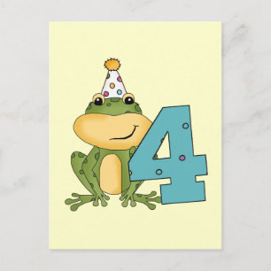 Party Frosch 4. Geburtstag T - Shirt und Geschenke Einladungspostkarte