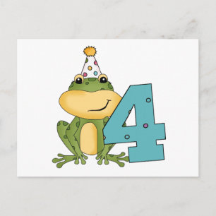 Party Frosch 4. Geburtstag T - Shirt und Geschenke Einladungspostkarte