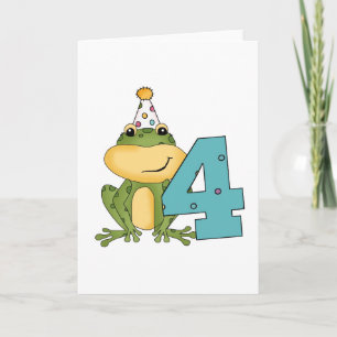 Party Frosch 4. Geburtstag T - Shirt und Geschenke Karte
