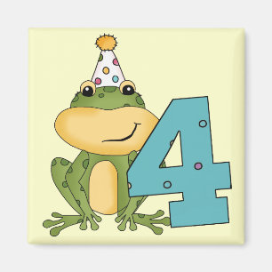 Party Frosch 4. Geburtstag T - Shirt und Geschenke Magnet