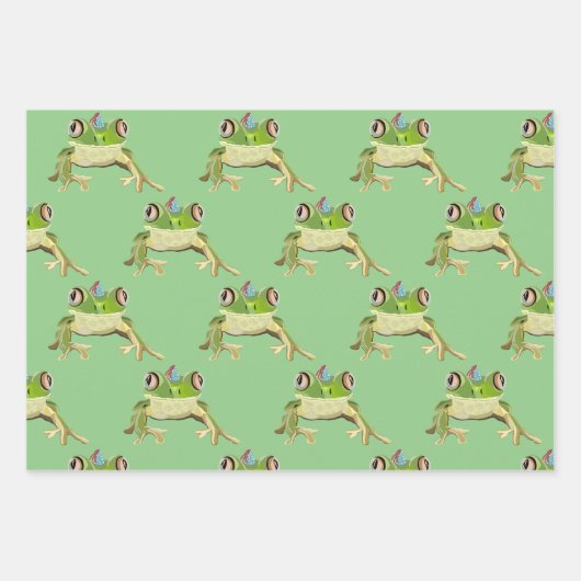 Party Frosch Packpapier Geschenkpapier Set (Vorderseite 3)