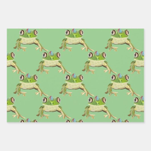 Party Frosch Packpapier Geschenkpapier Set (Vorderseite 2)