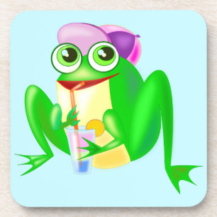 Party Frosch Untersetzer - Farbe - Text