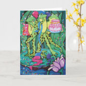 Party-Frösche Karte (Gelbe Blume)