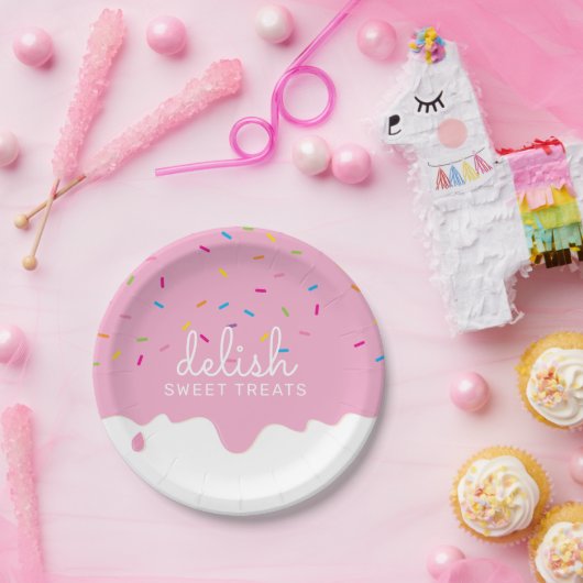 PARTY FROSTING DRIPS cute sprinkles pink heart Hea Pappteller (Party)