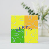 Party Fun Retro Circles Yellow Green Orange Card (Stehend Vorderseite)
