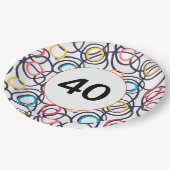 Party Funky Doodles zum 40. Geburtstag Pappteller (Schrägansicht)
