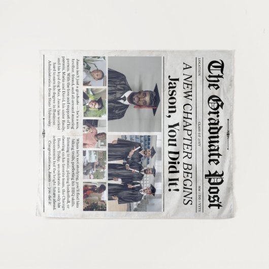 Party für Abschluss-Zeitungen mit Graduate-Banner Wandteppich (Vorderseite (Horizontal))