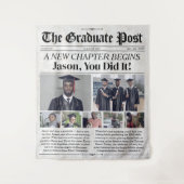 Party für Abschluss-Zeitungen mit Graduate-Banner Wandteppich (Vorderseite)