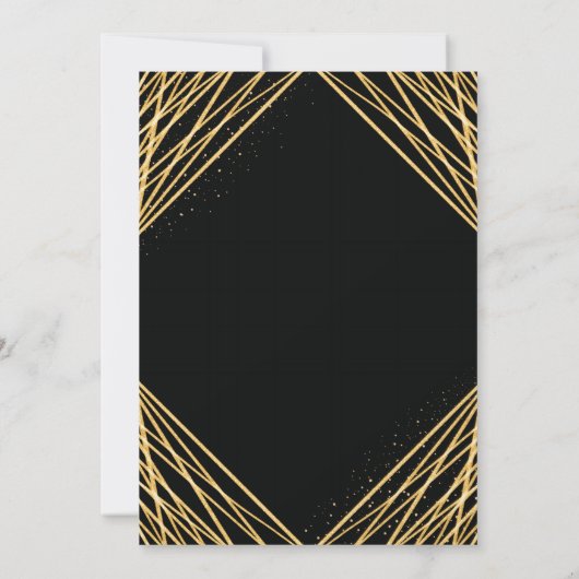 Party für Abstrakte Altersvorsorge in Schwarz-Gold Einladung (Rückseite)