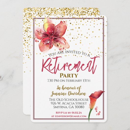 Party für Altersversorgung Einladung (Vorne/Hinten)