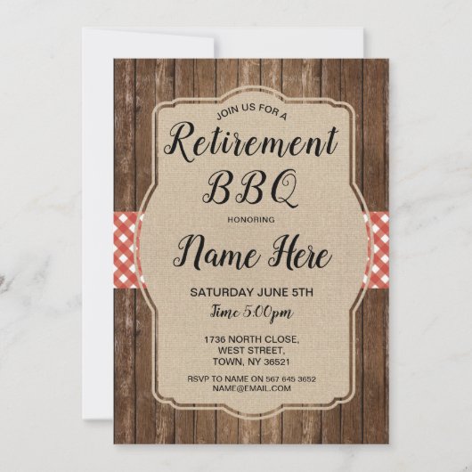 Party für Altersversorgung Invite Gingham GRILLEN  Einladung (Vorderseite)