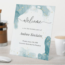 Party für aquamarin & Gold-Begrüßung Sockelschild