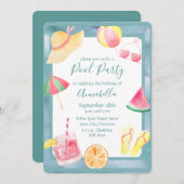 Party für Aquarelle Einladung (Vorne/Hinten)