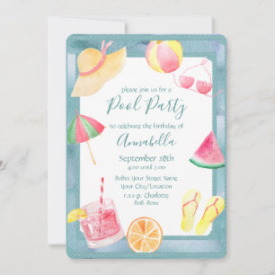 Party für Aquarelle Einladung