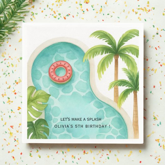 Party für Aquarelle | Kinder Sommer Geburtstag Serviette