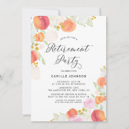Party für Aquarellpfirsiche und Blume Einladung