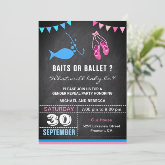 Party für Baits oder Ballettgeschlechtsdarstellung Einladung (Stehend Vorderseite)