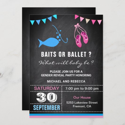 Party für Baits oder Ballettgeschlechtsdarstellung Einladung (Vorne/Hinten)