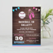 Party für Baseball- oder Ballettgeschlechtsdarstel Einladung (Stehend Vorderseite)