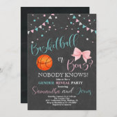 Party für Basketball oder Bows Gender Reveal Einladung (Vorne/Hinten)