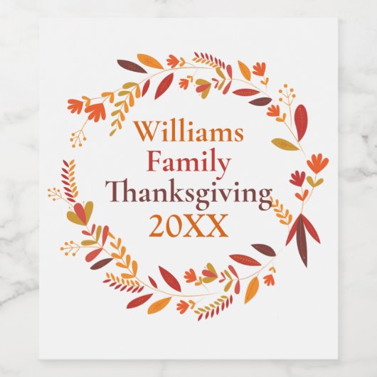 Party für benutzerdefinierte Erntedank Weinetikett (Einzelnes Label)