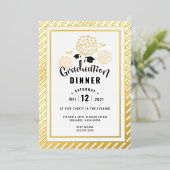 Party für Black and Gold Abschluss Folieneinladung (Stehend vorne)