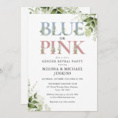 Party für blaue oder rosafarbene Grünpflanzen Einladung (Vorne/Hinten)