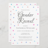 Party für blaue und rosafarbene Herzen Einladung (Vorne/Hinten)