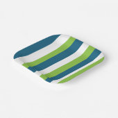 Party für blauweiße grüne Streifen Pappteller (Gewinkelt)
