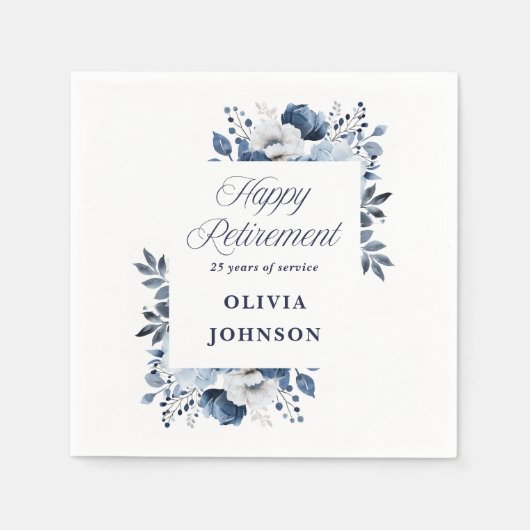 Party für Blumenbewohnungen in Navy Blue Serviette (Vorderseite)