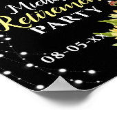 Party für Blumenblütenblume Willkommen Schwarz Poster (Ecke)