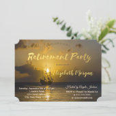 Party für Bootsanleger bei Sonnenuntergang Einladung (Stehend Vorderseite)