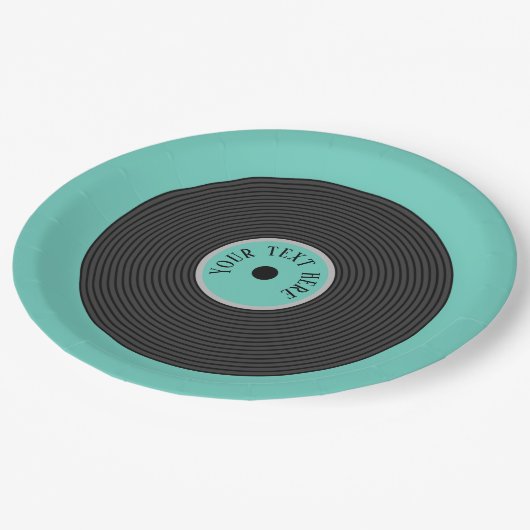 Party für coole Datensätze hinzufügen Pappteller (Schrägansicht)