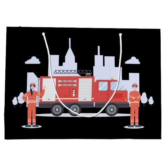 Party für coole Feuerwehr Große Geschenktüte (Rückseite)