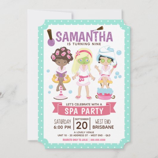 Party für coole und Girly-Wellness-Center Einladung (Vorderseite)