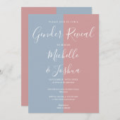 Party für das Blau und Rosa elegante Skriptgeschle Einladung (Vorne/Hinten)