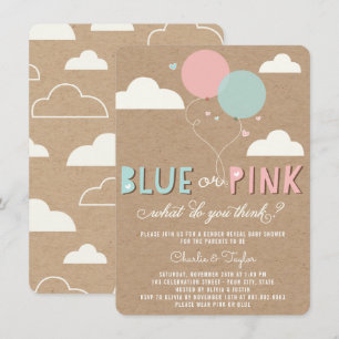Party für das blaue oder rosa Baby Gender Reveal Einladung