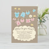 Party für das blaue oder rosa Baby Gender Reveal Einladung (Stehend Vorderseite)