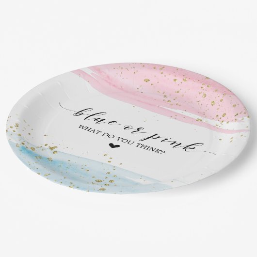 Party für das blaue oder rosa Geschlecht Pappteller (Schrägansicht)